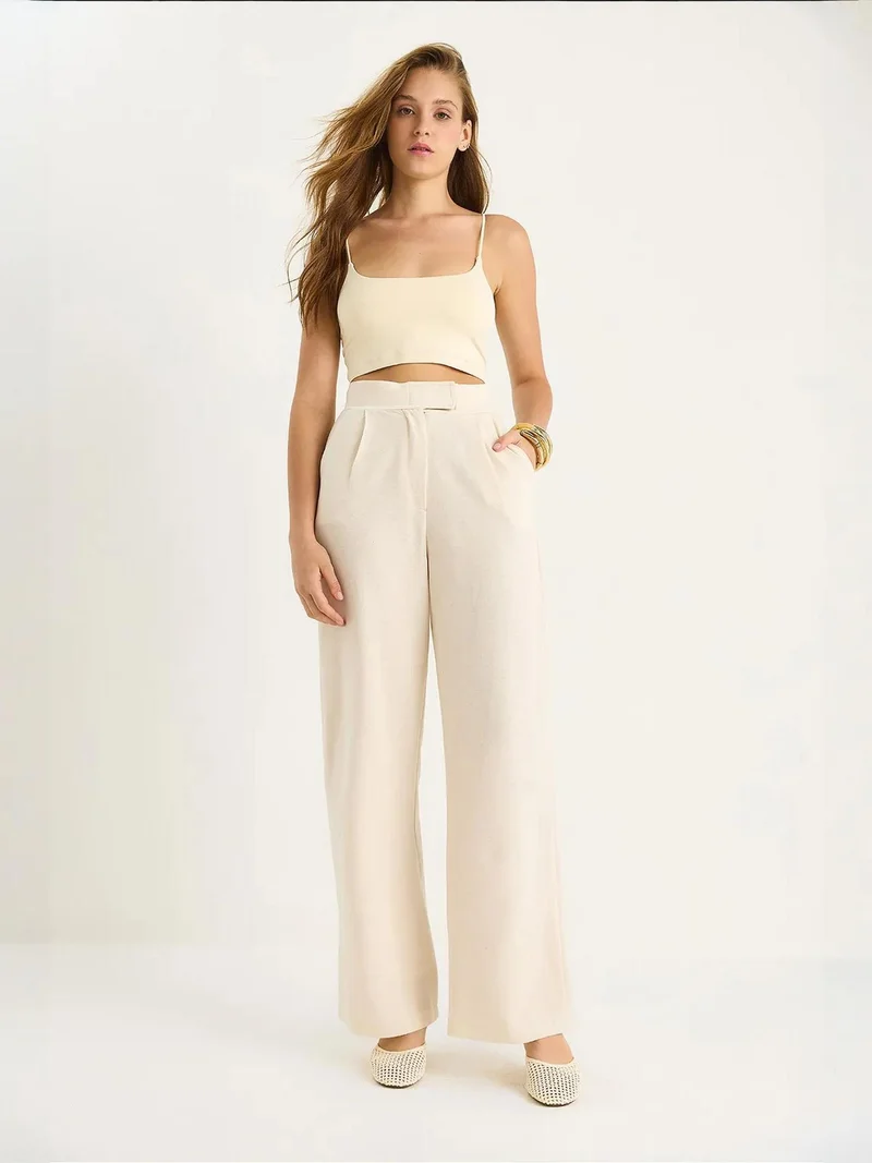 Bianco Lucci LUCCI High Waist Wide Leg Pants