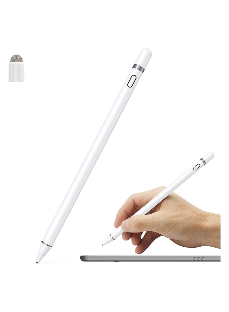 Active Stylus Pen White/Black 1.45mm fine Tip for iPad Apple iPhone Samsung Tablets, on iOS and Android Capacitive Touchscreen, Take-Note Hand-Written Draw no lags Skipping,Rechargeable - Image 1