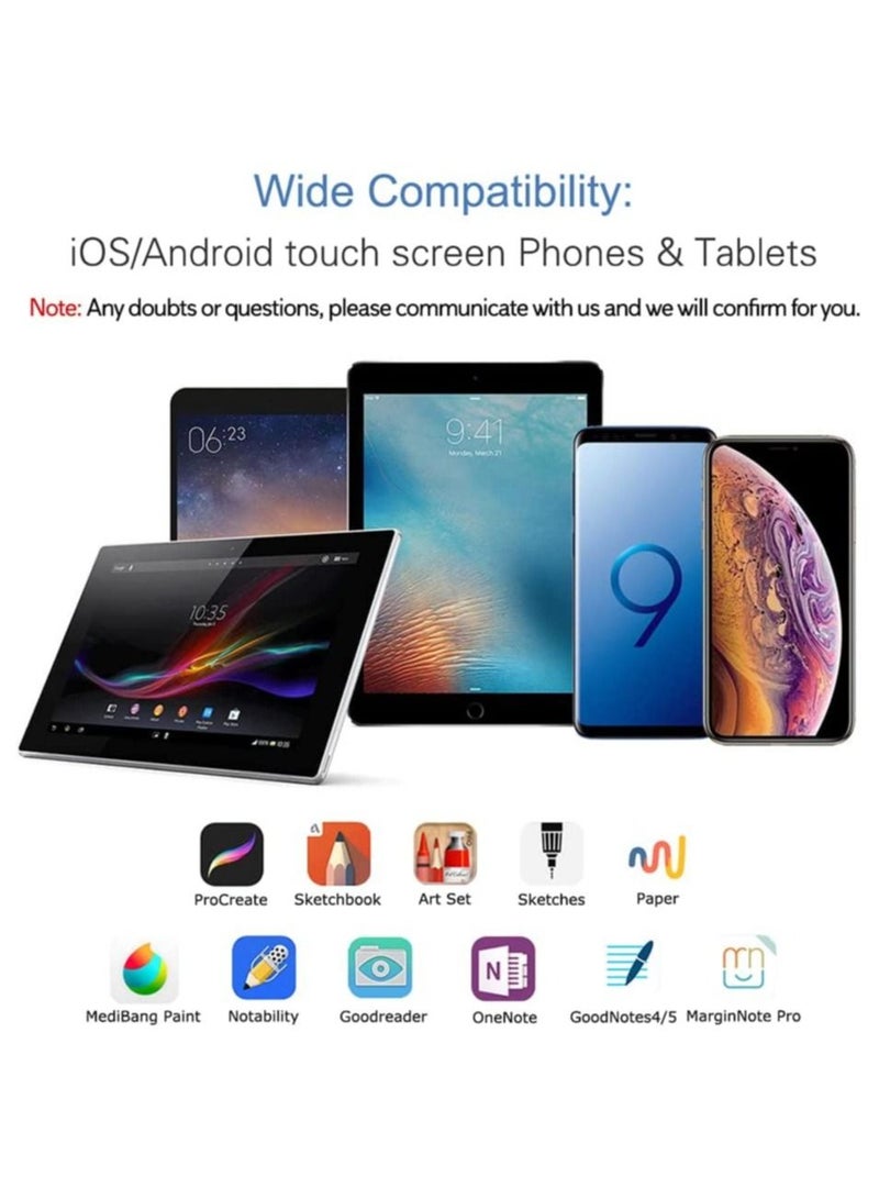 Active Stylus Pen White/Black 1.45mm fine Tip for iPad Apple iPhone Samsung Tablets, on iOS and Android Capacitive Touchscreen, Take-Note Hand-Written Draw no lags Skipping,Rechargeable - Image 4