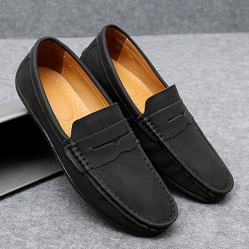 2023 Men'S Shoes Peas Shoes Plus Size Driving Shoes Low-Top Slip-On Suede British Flat Casual Shoes Cross - Image 3