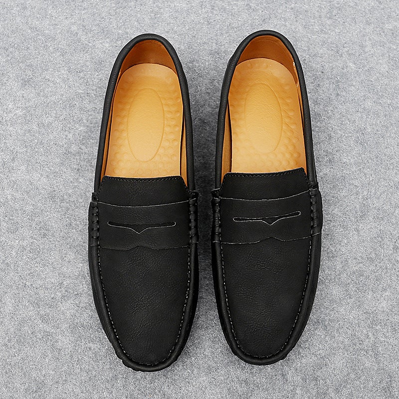 2023 Men'S Shoes Peas Shoes Plus Size Driving Shoes Low-Top Slip-On Suede British Flat Casual Shoes Cross - Image 1