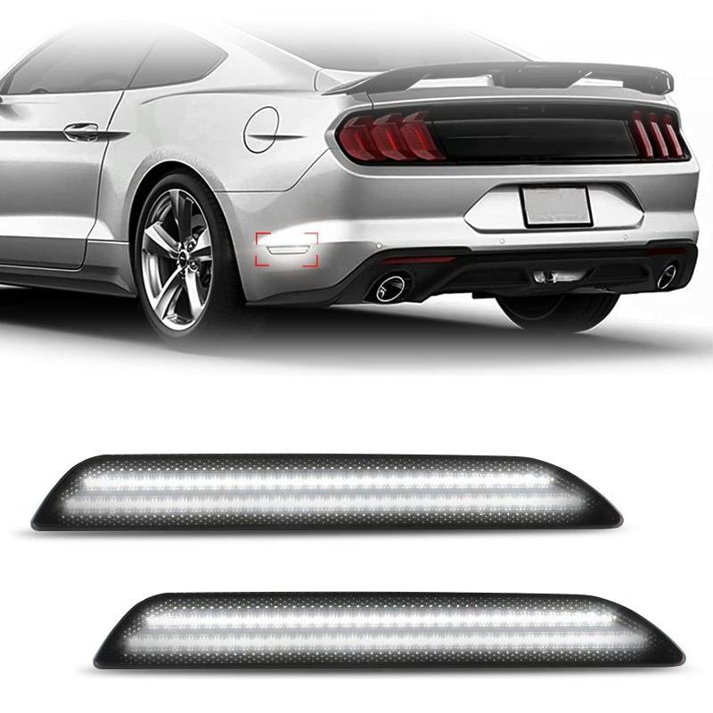 أفضل عرض عدسات مدخنة مصابيح LED علامات جانبية خلفية مصابيح عاكسات متوافقة مع فورد موستانج 2015-2023 إشارة انعطاف بيضاء عبوة من 2