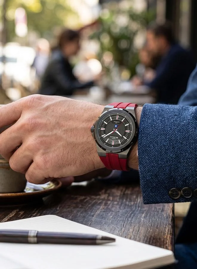 Ben Sherman red Gloucester Gunmetal Dial Red Silicone Strap Analog Watch for Men, 43mm for Men | Best Price UAE