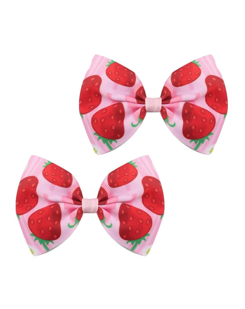 Strawberry Hair Bow Clip Pin Girls Fruit Hair Barrettes Strawberry Ribbon Bow BBG24 C0Bow