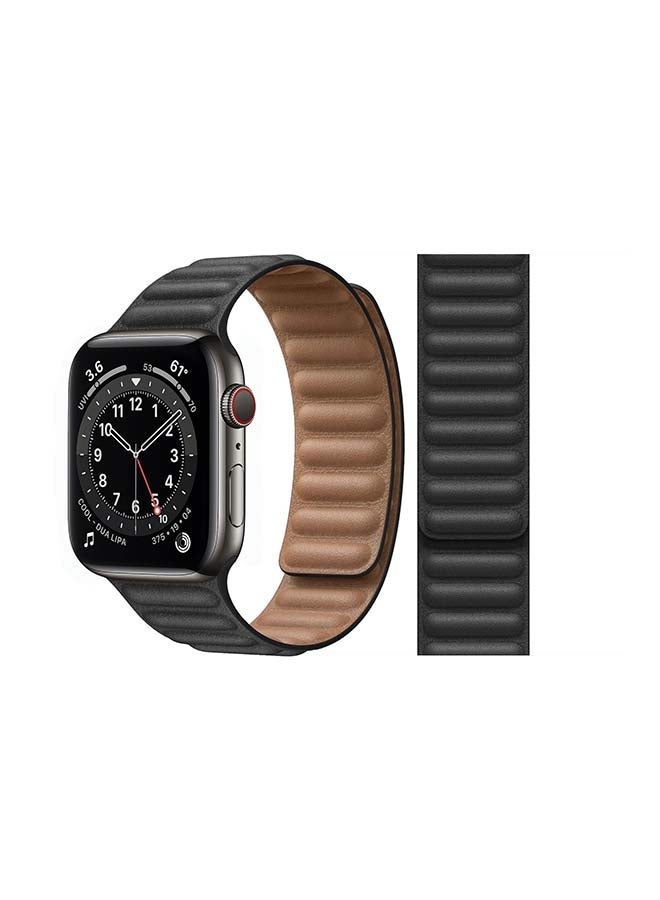 vesus Link Leather Replacement Band For Apple Watch Series 6/SE/5/4/3/2/1 Black
