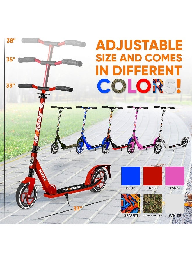Hurtle Renegade Kick Scooters for Kids Teenagers Adults- 2 Wheel Kids Scooter with Adjustable T-Bar Handlebar - Alloy Anti-Slip Deck - Portable Folding Scooters for Kids with Carrying Strap - Image 2