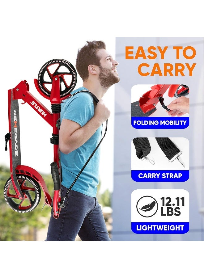 Hurtle Renegade Kick Scooters for Kids Teenagers Adults- 2 Wheel Kids Scooter with Adjustable T-Bar Handlebar - Alloy Anti-Slip Deck - Portable Folding Scooters for Kids with Carrying Strap - Image 5