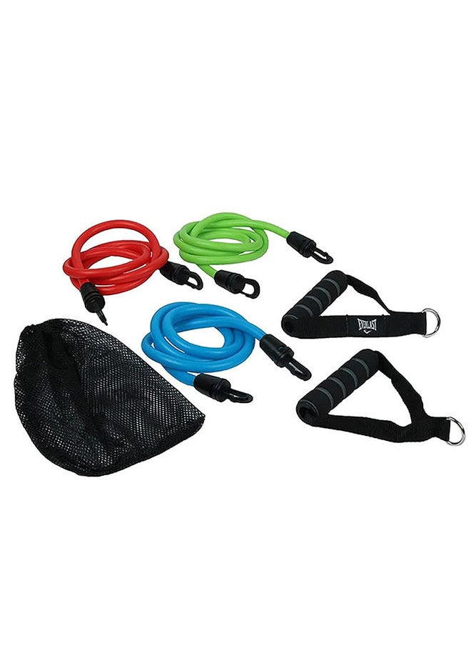 anythingbasic. - Expander Tube Set of 3 Resistance Level (Light, Medium and Hard) Bands Set with Handles  | Material : Natural Rubber | Resistance Band with Door Anchor (Handles), For Men and Women - Image 1