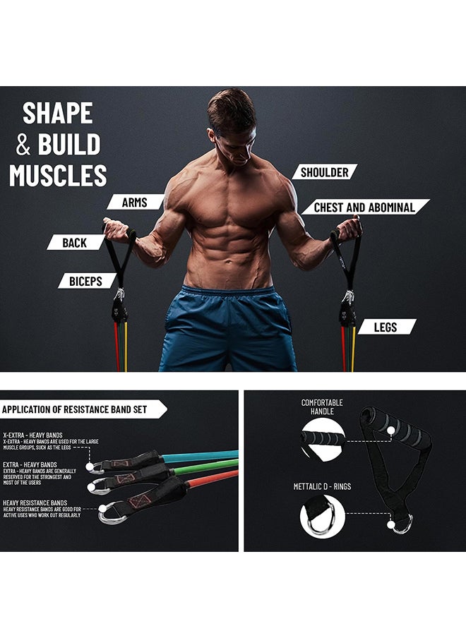 anythingbasic. - Expander Tube Set of 3 Resistance Level (Light, Medium and Hard) Bands Set with Handles  | Material : Natural Rubber | Resistance Band with Door Anchor (Handles), For Men and Women - Image 1
