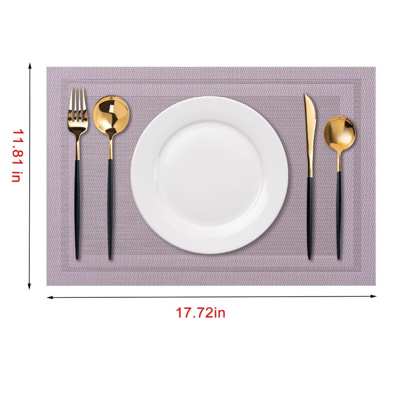CADONO Placemats Set of 4 Washable Indoor/Outdoor Vinyl Place Mats for Dining Table Durable Non-Slip Heat Resistant PVC Weave Table Matsï¼ˆSimple Style-Deep Grayï¼‰ - Image 2