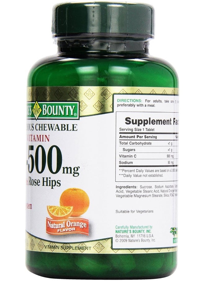 NATURE'S BOUNTY - Vitamin C- 500Mg. With Rose Hips Chew 90 Chewable Tablets - Image 1