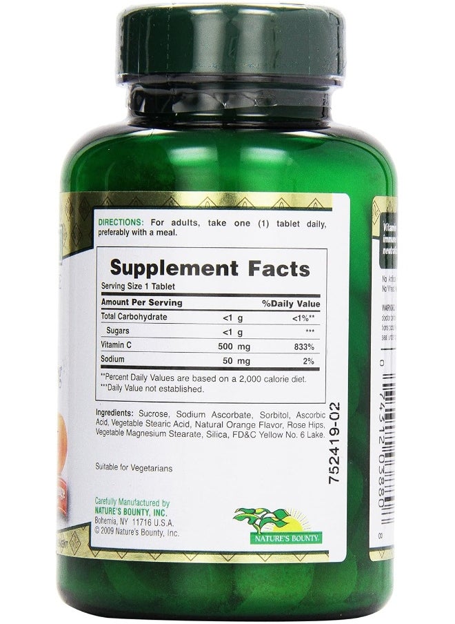 NATURE'S BOUNTY - Vitamin C- 500Mg. With Rose Hips Chew 90 Chewable Tablets - Image 1