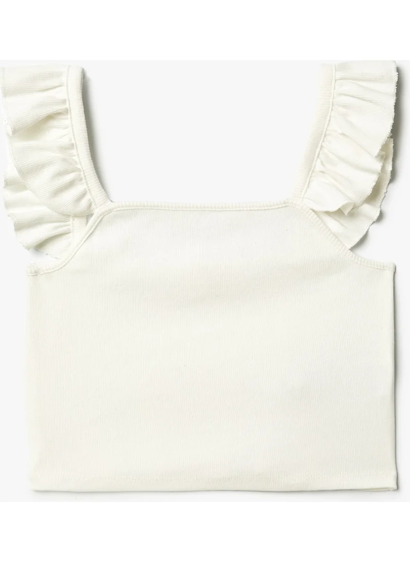 KOTON Undershirt Strap Frill Square Collar Textured