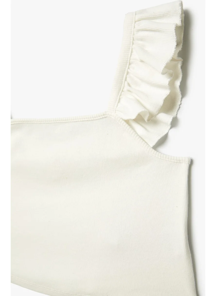 كوتون Undershirt Strap Frill Square Collar Textured