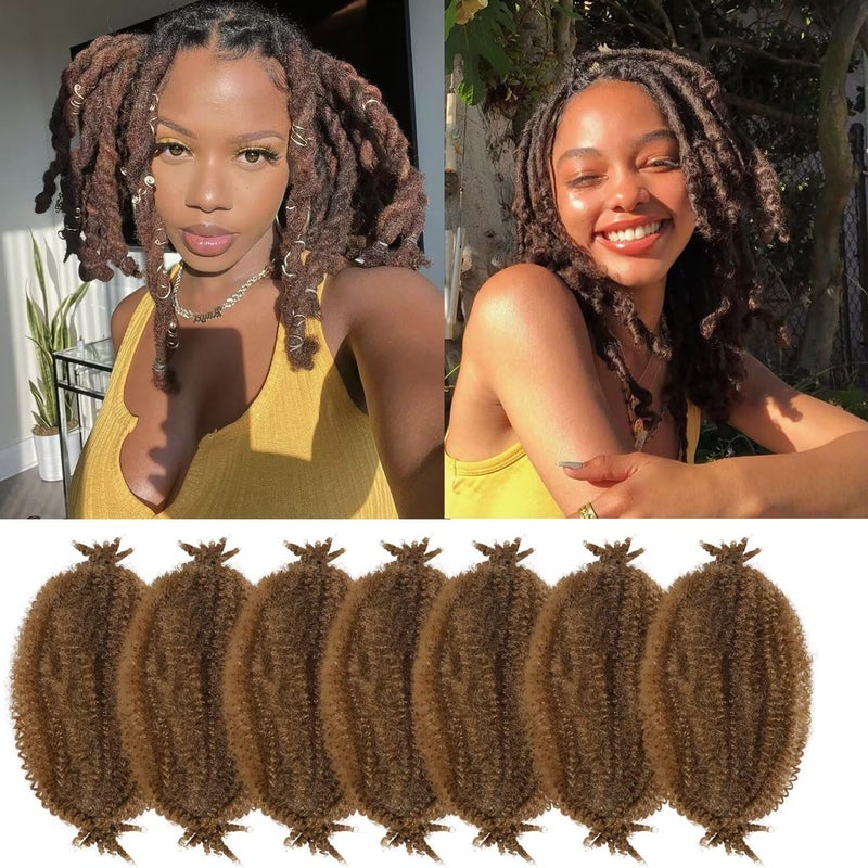 Marley Hair 10 Inch 7 Packs Brown Marley Twist Braiding Hair for Soft Faux Locs Crochet Hair Pre Separated Springy Afro Twist Hair Cuban Twist Hair Pre Fluffed Spring Twist Hair Extensions 1030