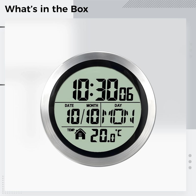 Waterproof Wall Clock for Showers, Silent Non-Ticking Clock for Kitchen and Bathroom, Time, Date, Temp Display, Aluminum Frame, Easy Installation - Image 4