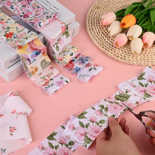Bolsome 40 Pcs Pink Retro Floral Cotton Jelly Fabric Strips for Quilting Crafting Spring Summer Flower Precut Patchwork for Sewing DIY Crafts 2.55 Inch Cotton Fabric Bundles (Hydrangea) - Image 5