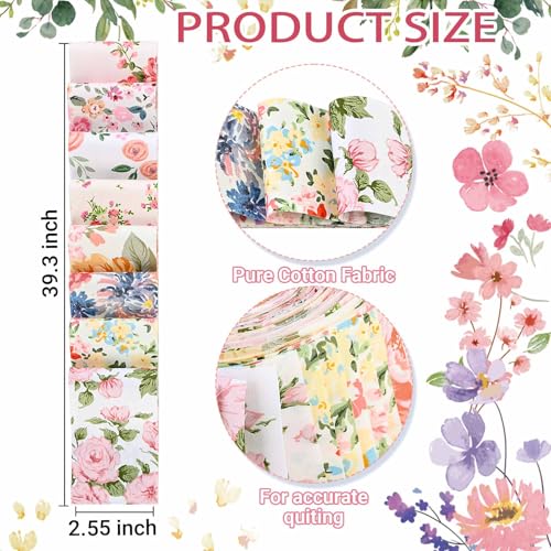Bolsome 40 Pcs Pink Retro Floral Cotton Jelly Fabric Strips for Quilting Crafting Spring Summer Flower Precut Patchwork for Sewing DIY Crafts 2.55 Inch Cotton Fabric Bundles (Hydrangea) - Image 2