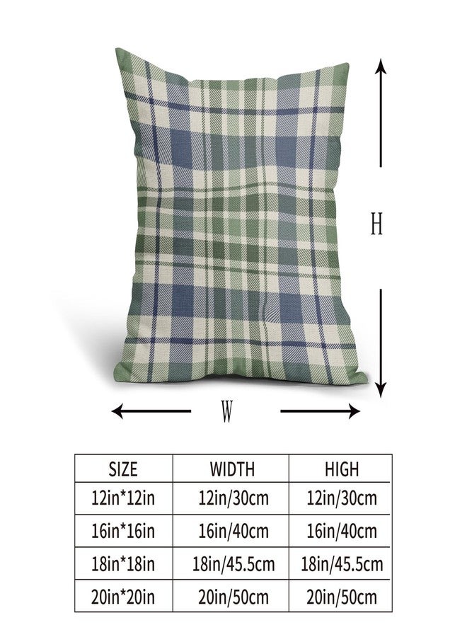 Aytipun Blue Sage Green Spring Plaid Pillow Covers 18x18 Set of 2 Seasonal Tartan Buffalo Plaid Holiday Print Decorative Outdoor Pillowcases Farmhouse Summer Throw Cushion Case Couch Sofa Bed Decor - Image 5