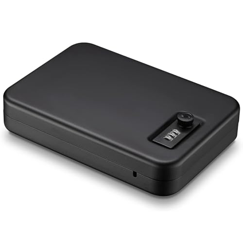 Techzere Portable Safe Locker Box with 3 Digit Combination Pin Access for Home, Office, Travel, Car, Steel Material, Black - Image 1