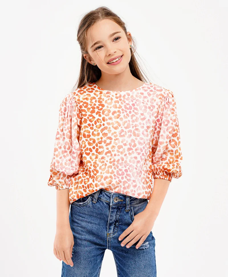 Primo Gino Primo Gino Half Sleeves Printed Top - Peach