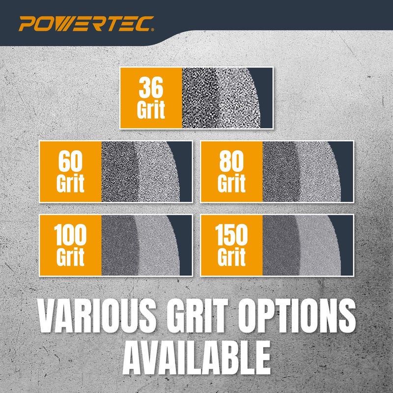 POWERTEC عجلة طاحونة Bench 8 بوصة 120 و 150 حبيبة، عجلة طحن أكسيد الألمنيوم الأبيض لطاحونة Bench و Pedestal، بسماكة 1" وفتحة 5/8"، لتشديد وتشكيل رؤوس المثاقب، الشفرات، والمجارف، 2PK (15554) - Image 3