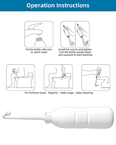 Hibbent Portable Bidet for Travel, Handheld Travel Bidet for Personal Hygiene Care, Personal Cleansing Use, Extended Nozzle, 21.8oz(620ml) , White - Image 5