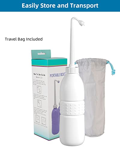 Hibbent Portable Bidet for Travel, Handheld Travel Bidet for Personal Hygiene Care, Personal Cleansing Use, Extended Nozzle, 21.8oz(620ml) , White - Image 4