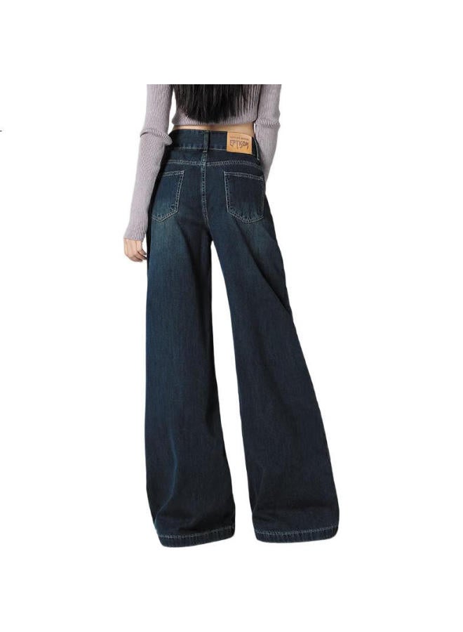 EPTISON Yipintiancheng Retro High-Waisted Wide-Leg Jeans For Women, Spring Season, Versatile, Slimming, Loose-Fitting, Draping Floor-Length Wide-Leg Pants For Women - Image 2