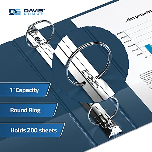 Davis Group Easyview Premium 3-Ring Binders with Clear-View Covers and Round Rings, Binders for School or Office, 1 Inch, Pack of 6, Navy Blue - Image 2