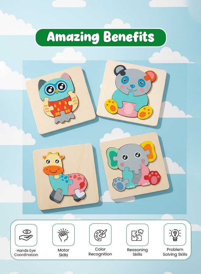 Wooden 3D Pegged Puzzle Board for Kids – Montessori Animal Theme Jigsaw Featuring Giraffe, Owl, Lion, Fish & Koala Bear – Smooth Safe Eco-Friendly Early Learning Toy for Toddlers - Image 5