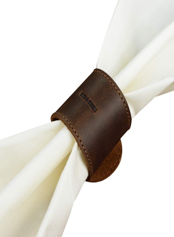 Hide & Drink, Leather Napkin Ring (6 Pack), for Place Setting, Wedding Receptions, Dinner & Holiday Parties, Home Decoration, Handmade :: Bourbon Brown - Image 4