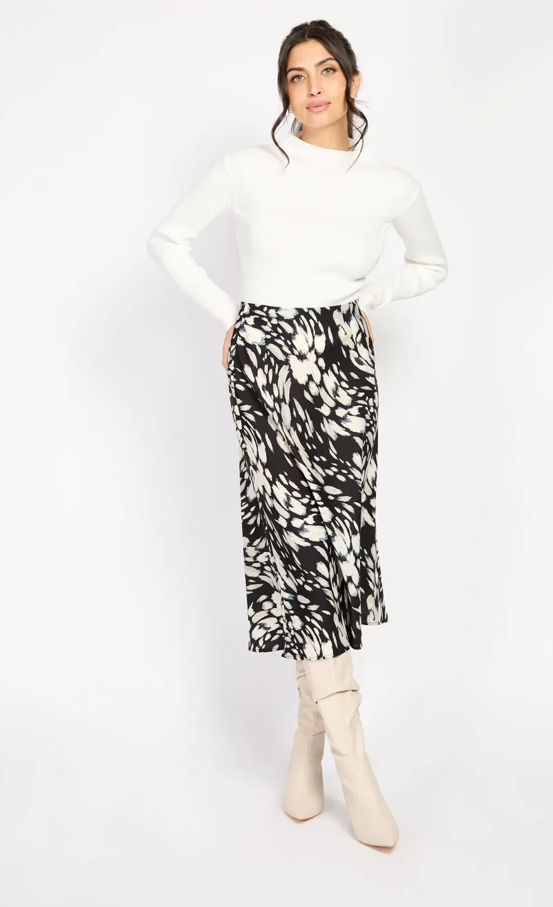 Animal Print Midi Slip Skirt