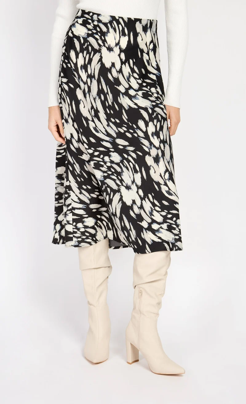 Little Mistress Animal Print Midi Slip Skirt