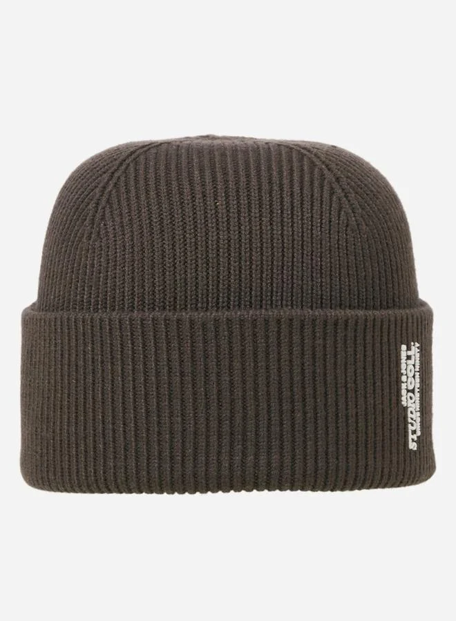 JACK & JONES Brown Flat Knit Folded Beanie