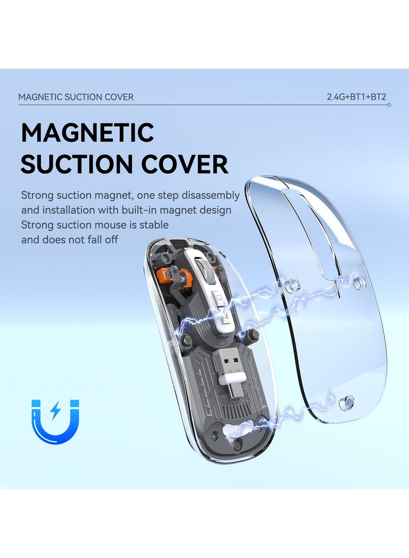 General Transparent wireless bluetooth mouse magnetic cover mute buttons tablet notebook office home computer mouse  - Image 1