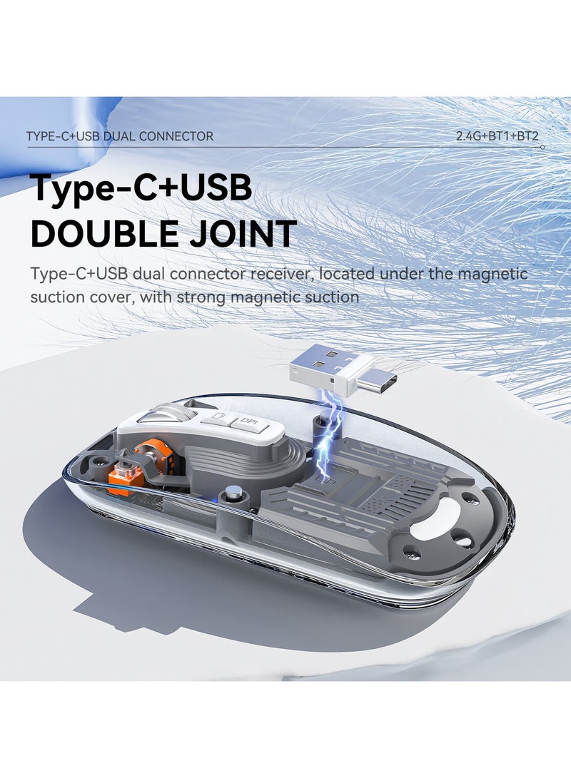 General Transparent wireless bluetooth mouse magnetic cover mute buttons tablet notebook office home computer mouse  - Image 3