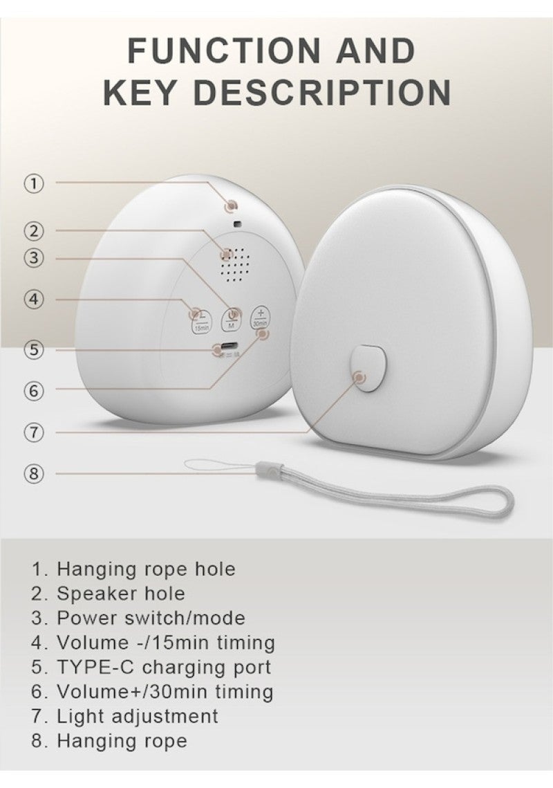 White Noise Machine: 1 White Portable Device With Smart Timer - Soothing Baby Night Light Sleep Speaker for Infant Sleep Aid, Night Feeding, Relaxation - Image 4