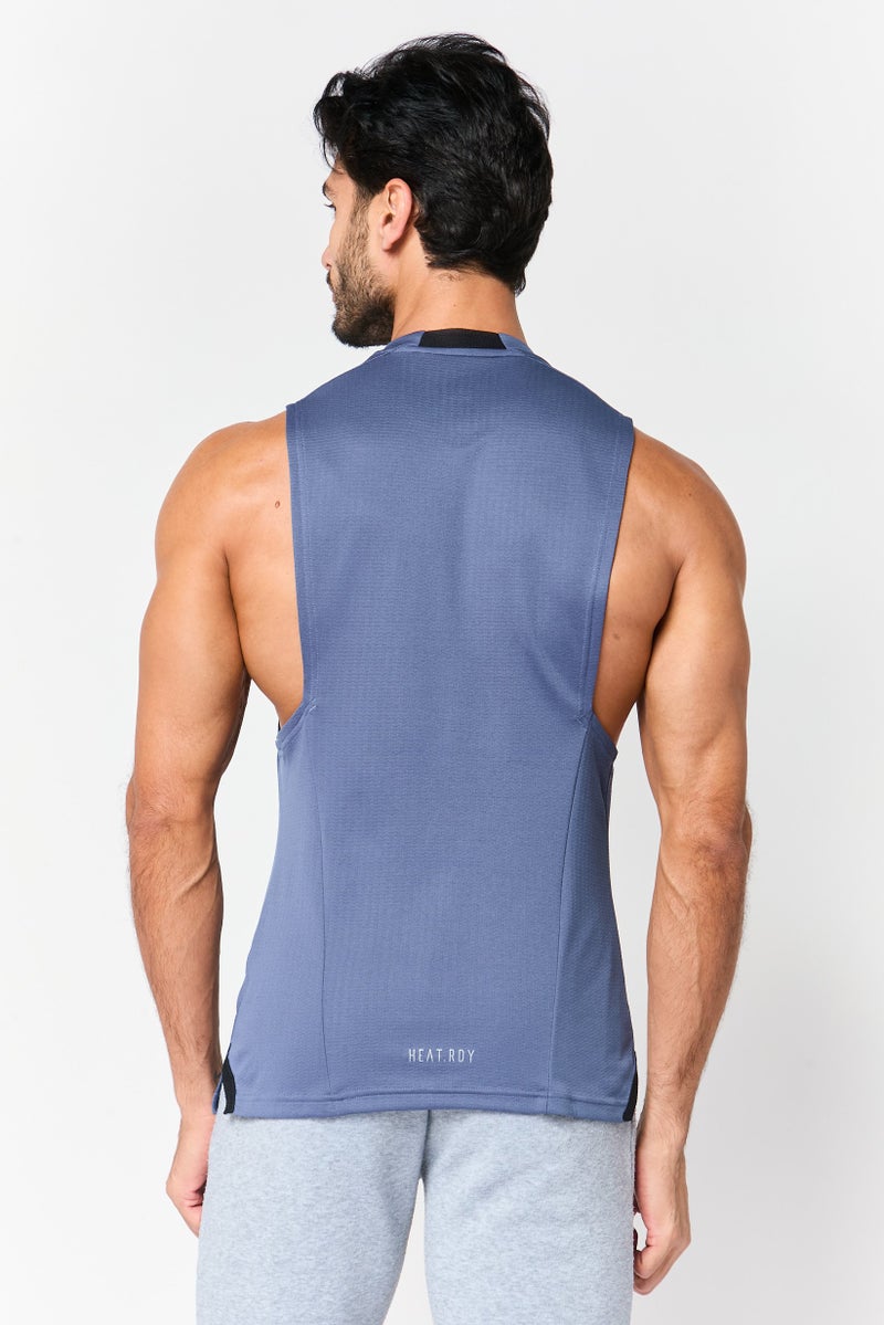 Adidas Men Slim Fit Sleeveless Training Vest, Slate Blue - Image 4