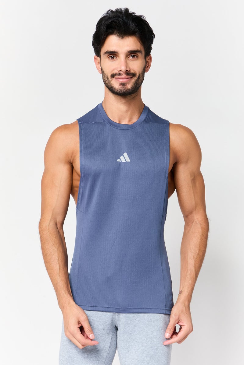 Adidas Men Slim Fit Sleeveless Training Vest, Slate Blue - Image 1