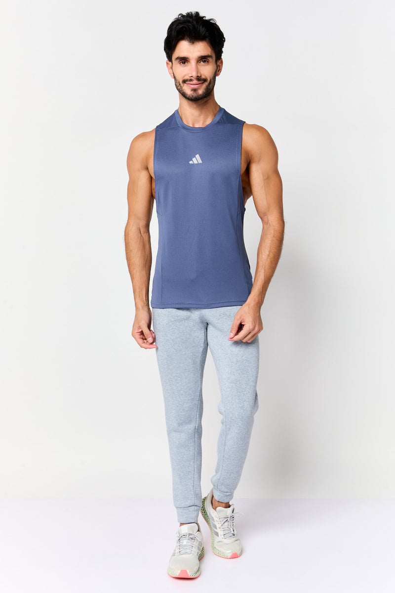 Adidas Men Slim Fit Sleeveless Training Vest, Slate Blue - Image 3