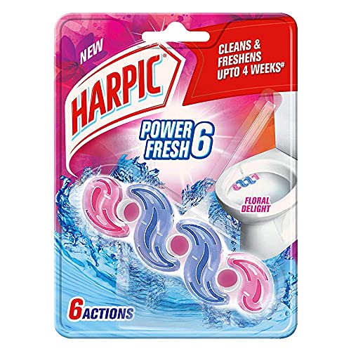 Harpic Power Fresh 6 Toilet Cleaner Rim Block, Floral Delight - 35 g | Cleans & Freshens Upto 4 Weeks - Image 1
