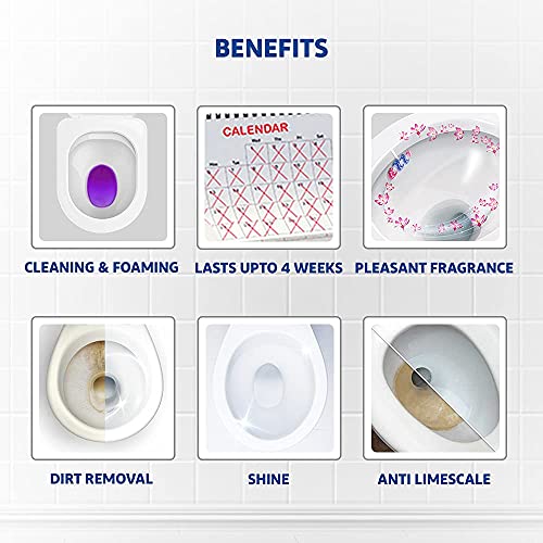 Harpic Power Fresh 6 Toilet Cleaner Rim Block, Floral Delight - 35 g | Cleans & Freshens Upto 4 Weeks - Image 2