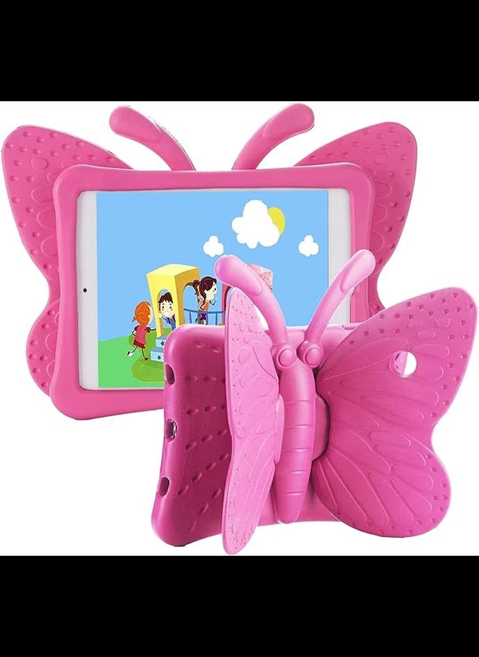 iPad case for Kids, Feitenn 3D Cartoon Butterfly Non-Toxic EVA Light Weight Kid Proof Shockproof case with Kickstand for ipad 5/ ipad 6 /ipad pro 9.7/ New iPad 2017 case (Rose)