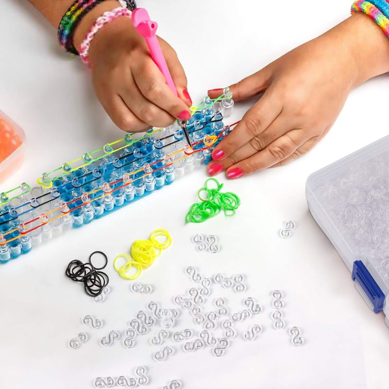 FEPITO 2000 Pcs Loom Rubber Bands S Clips Plastic Band Clips Connectors Refills Kit Clip for Loom Bracelets DIY Making, Clear - Image 4