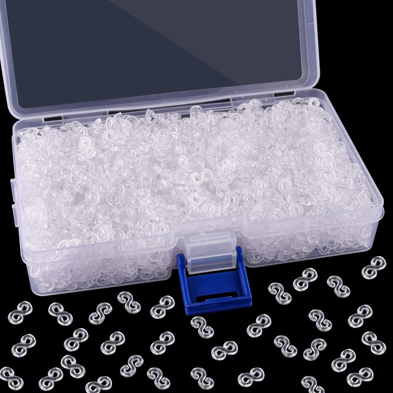 FEPITO 2000 Pcs Loom Rubber Bands S Clips Plastic Band Clips Connectors Refills Kit Clip for Loom Bracelets DIY Making, Clear - Image 1