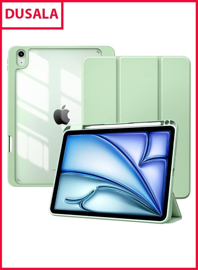 DUSALA Case for iPad Air 11 Inch (M3/M2-2025/2024) with Pencil Holder, iPad Air 5th/4th Generation Case (2022/2020) 10.9 Inch, Slim Protective Cover with Clear Back, Auto Wake/Sleep, (Green) - Image 1
