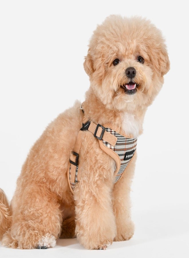 Puppia Lucas Dog Comfort Harness C (Step-in) Fashionable Checkered Pattern Spring Summer Harness for Small and Medium Dogs, Beige, Medium - Image 5