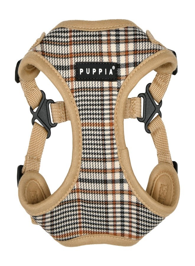 Puppia Lucas Dog Comfort Harness C (Step-in) Fashionable Checkered Pattern Spring Summer Harness for Small and Medium Dogs, Beige, Medium - Image 1