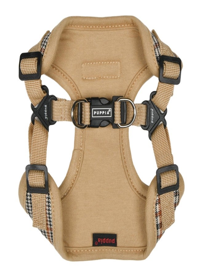 Puppia Lucas Dog Comfort Harness C (Step-in) Fashionable Checkered Pattern Spring Summer Harness for Small and Medium Dogs, Beige, Medium - Image 3